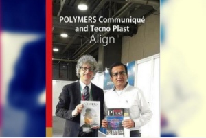 l'editore di Tecnoplast, Marco Mastrosanti, con Manish Chawla, Publisher di POLYMERS Communiqué